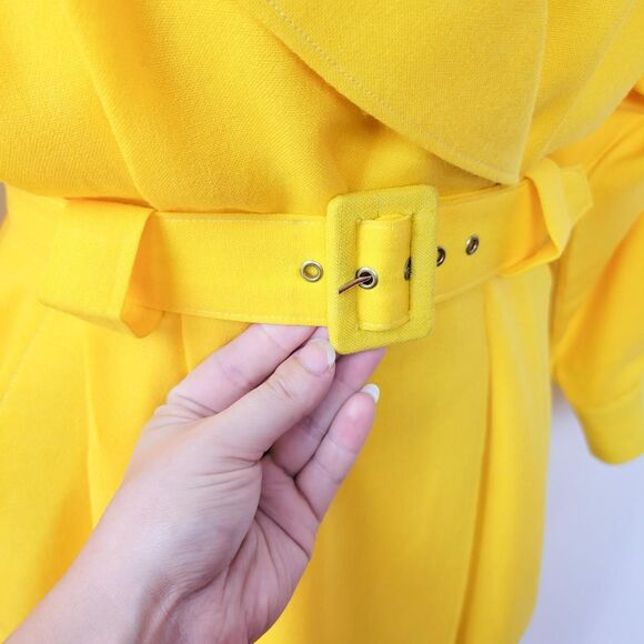 Vintage 80s Bright Yellow Belted Blazer Dress - Picture 5 of 8
